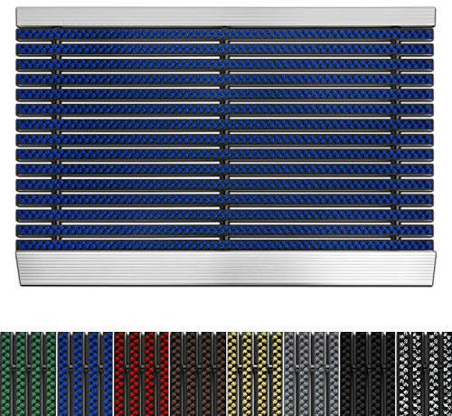 etm Fußmatte mit Aluminium Rahmen für außen | Elegante Alumatte mit robusten Bürsten wetterfest | 3 Größen (40 x 60 cm Blau)