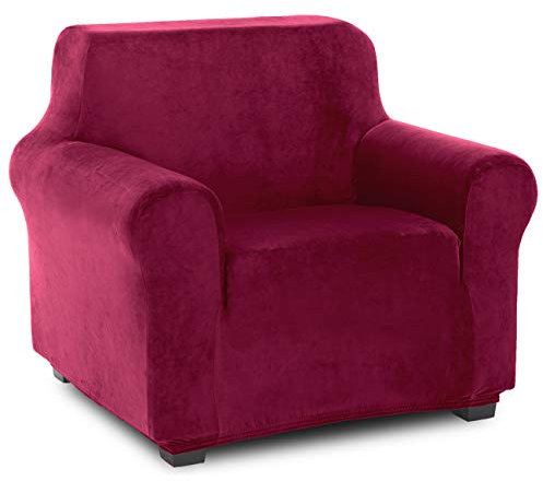 TIANSHU Samt Sesselbezug,Soft Velvet Plush Couchbezug stilvolle Luxus-Möbelbezüge Anti-Rutsch-High Stretch Sesselbezug(1 Sitzer, Weinrot)