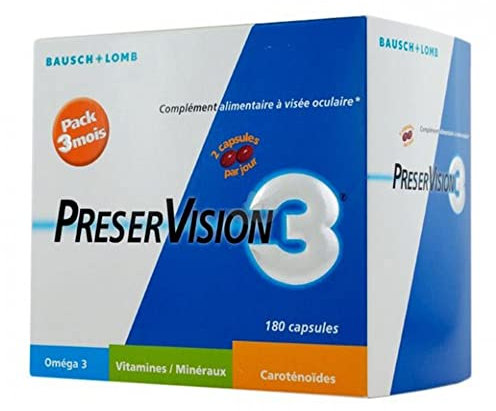 Bausch & Lomb - Complement alimentaire a Visee Oculaire 180 Capsules Preservision 3 Bausch & Lomb