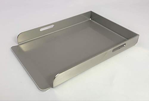 EWH Grillplatte BBQ Plancha aus Edelstahl V2A Größe: Compact 30 x 20 cm mit optionalen Plattenhebern (Deutsche Fertigung)
