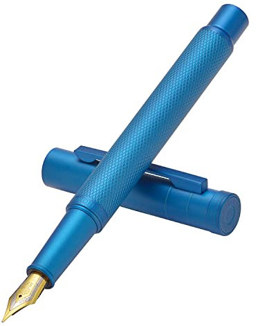 Hongdian Blue Forest Fountain Pen Fine Nib Classic Design with Converter and Metal Pen Case Set