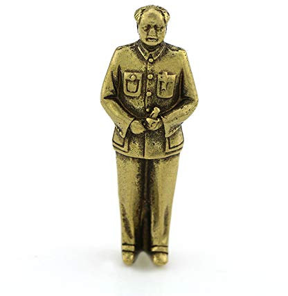 YGAKX Massiver Reiner Kupfervorsitzender Mao Bronzestatue Mini-Ornamente, tragbare Friedensriesenstatue Mao Zedongs stehender Statuenanhänger
