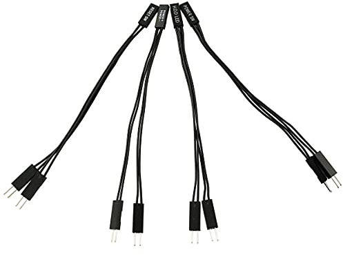 ZYAMY Starthilfekabel für PC-Mainboard, 1 Buchse auf 2 Stecker, 2 Pins für PC-Mainboard, Power-Lichtdiodenschalter, Reset-Festplatte, Schwarz, 4 Stück