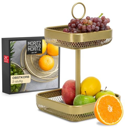 Moritz & Moritz Obst Etagere Gold Metall - Moderne Obstschale - Obstkorb zur Aufbewahrung von Obst, Gemüse und Brot