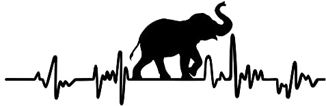 Aufkleber Herzschlag Tiere Breite 27cm Lifeline Heartbeat Deko Sticker Selbstklebend für Auto Kühlschrank Laptop Autoaufkleber K150 (Schwarz Matt, 05 Elefant)
