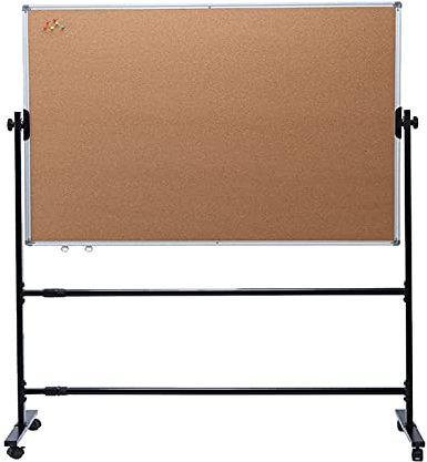 RENRUIRUI- Doppelseitige Mobile Pinnwand Aus Kork, Aluminiumlegierung Rahmen, Schwarze Metallhalterung, Stoff Bulletin Board, Winkel Höhenverstellbar, Für Home Office School