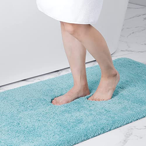 Homaxy Badezimmerteppich rutschfest Waschbar Badematte Weich Flauschig Badteppich Shaggy Hochflor Mikrofaser Badvorleger – 60 x 90 cm, Hellblau
