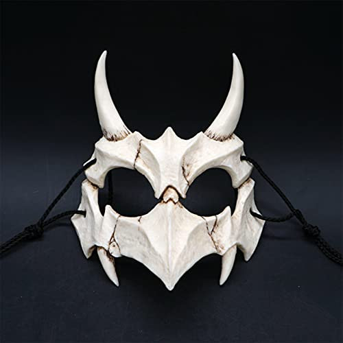 JYMSB Tier Skelett Maske Halloween, Harz Hund Schädel Knochen Zähne Scary Horror Devil Wolf Werwolf Maske Halbmaske D