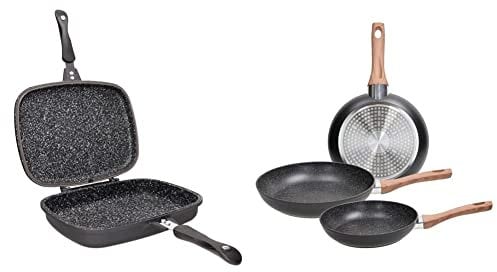 Tognana Sphera Fornetto, Rettangolare, Compatibile Con Induzione, Alluminio & Set 3 Padelle 20-24-28 Cm, Alluminio, Anche A Induzione, Nero