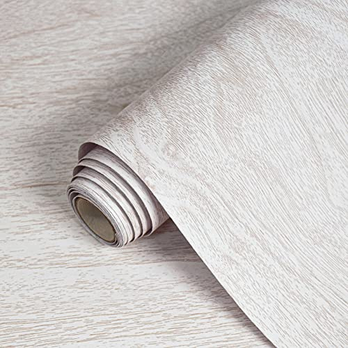 Lativo Weißes Holz-Kontaktpapier, Holzmaserung, Selbstklebende Tapete, Dekoratives Vinyl, Wasserdicht, 45 x 30 cm