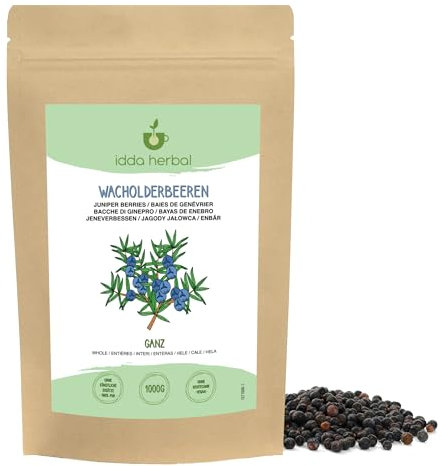 Dried Juniper Berries (1kg, 2.2lb), Whole Juniper Berries, Raw and Unsweetened, 100% Natural and Pure, Vegan