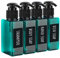Segbeauty Lotion Dispenser Quadratisch, 4 Stück 100ml Seifenspender Set mit Handgeschriebene Etiketten für Shampoo Duschgel Flüssigseife, Nachfüllbar Kunststoff Pumpflaschen für Küche Bad, Pfauenblau