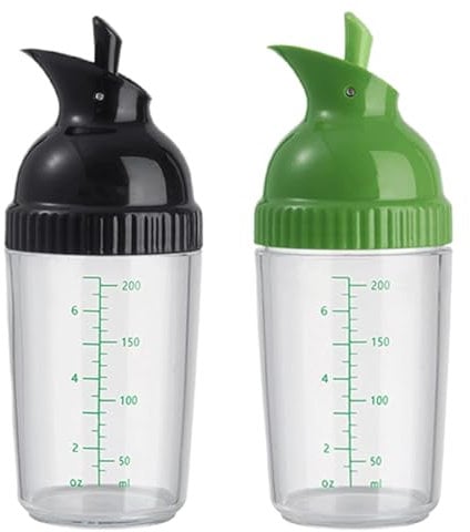 Salad Dressing Shaker Container, Dripless Pour, Soft Grip, BPA Free, Homemade Salad Dressing Bottle Mixer Measure,Send cleaning brush,200ml（2 Pack）