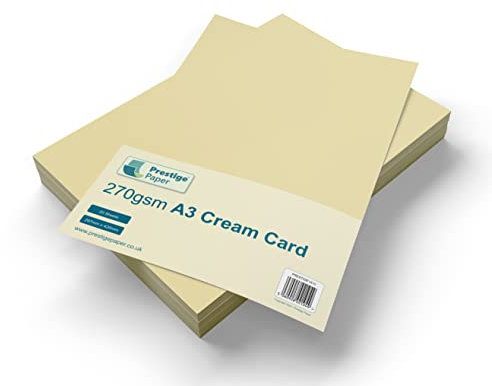 A3 Cream Card Stock x 20 Sheets, 270gsm (297mm x 420mm) - Prestige Paper