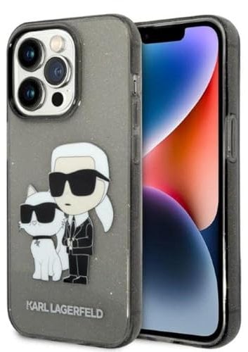 Karl Lagerfeld KLHCP14XHNKCTGK Hülle für iPhone 14 Pro Max 6,7 Schwarz hardcase Gliter Karl&Choupette
