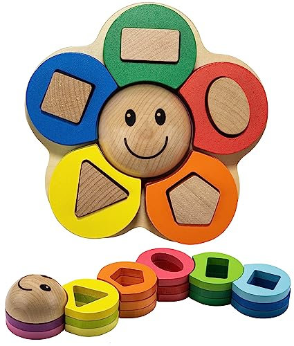 Pikatoyz Montessori Spielzeug ab 1 Jahr. Baby Spiele für Kinder Jungen und Mädchen. Holzspielzeug zum Stapeln und Sortieren. Motorikspielzeug, Kinderspielzeug, Reisespielzeug.