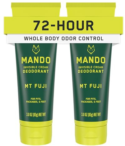 Mando Whole Body Deodorant For Men - Invisible Cream - 72 Hour Odor Control - Aluminum Free, Baking Soda Free, Skin Safe - 3 ounce (Pack of 2) - Mt Fuji