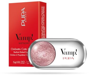 Pupa Ombretto Vamp! Wet&Dry 105 Eden Rose - Ombretto Colore puro, alta Pigmentazione, Multi-Effetto (disponibile in 54 Varianti Colore e 7 diversi Finish)