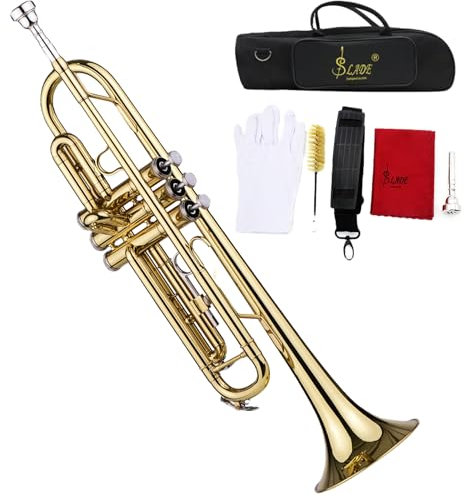 summina Trompete Bb B Flach Messing Trompeten Instrument mit Mundstück Handschuhen für Standardschüler Anfänger und Lehrer