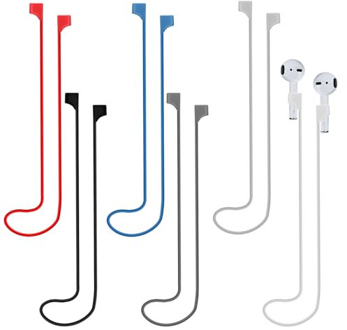 MOSTFUN 6 Piezas Magnéticas Cordón Auriculares Inalámbricos, Deporte Correa de Cordón para Auriculares, Silicona Suave Correas Antipérdida,Compatible con AirPods 1 2 3 Pro 70 cm (6 Colores)