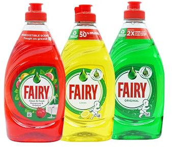 Fairy Original Washing Up Liquid Mixed | Pack of 3 x 320 ml | Dishes Grease Cleaner | Several UK TM