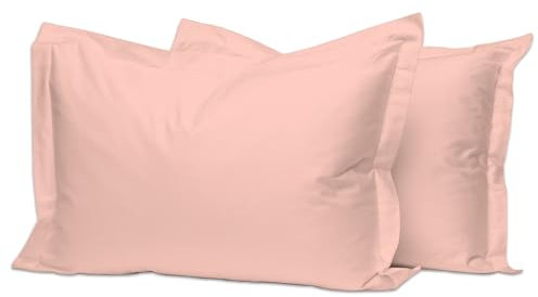 Pizuna 400 Fadenzahl Baumwolle Oxford Kissenbezug 50 X 75 Rosa, 2-teilig 100% langstapelige Baumwolle weiche Mako-Satin weben luxuriös Kissenbezug mit 5cm Rahmen und 20cm Klappe