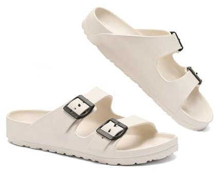 YUHITYGZGS Sandales Femme Homme été Confort Sandale et Mules Sandale Orthopediques Plage Piscine Tongs Claquettes Confort Pantoufles Foam Slides Eva Chausson, Blanc, 37/38