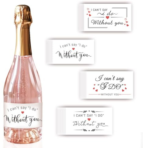 PH PandaHall 4 Sets Brautjungfern Mini Champagnerflaschen Etiketten Weinaufkleber Set Mit 10 wasserfesten Hochzeitsbevorzugungsetiketten Für Den Heiratsantrag Der Brautjungfer Ich Kann Nicht Sagen