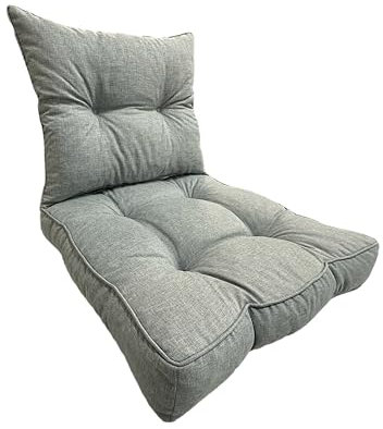 Pillows24 - Loungemöbel Kissen 2er Set | Sitzkissen 40x40 & Rückenkissen 50x40 cm | für Outdoor | Auflagen, Kissen & Polster für Gartenmöbel, Rattanmöbel, Lounge & Sessel | Made in EU | Hellgrau