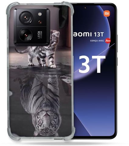 Cokitec Verstärkte Schutzhülle für Xiaomi 13T / 13T Pro Tier Katze Reflexion