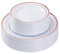 40pcs assiettes en plastique réutilisables 26cm grande assiette en plastique noir et 19cm petite assiette à dessert avec bord doré/argenté/or rose convient pour le mariage vaisselle de fête(or rose)