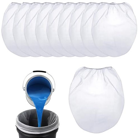 Asheyya 10PCS 1 Gallon paint strainer bag, White Fine Mesh paint strainers sieve with Elastic Top Opening
