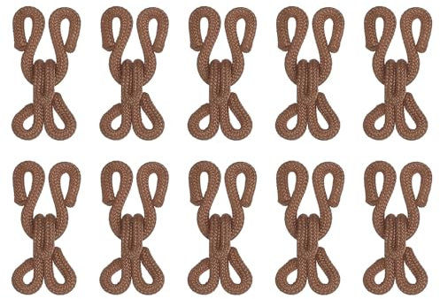QUARKZMAN Nähhaken und Ösen, 12 Stück - Mit Polyester ummantelte Nähhaken und Ösen Verschluss für Kleidung, BH, Rock, Nähen DIY Handwerk (Braun, Länge 23mm)