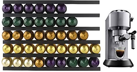 Lazyspace 6 Pcs Coffee Capsule Storage Rack, Coffee Pod Holder for Tassimo Capsules, Magnetic Self Adhesive Diy Adhesive Dual-Purpose Wall-Mounted Punch-Free Coffee Storage Strip