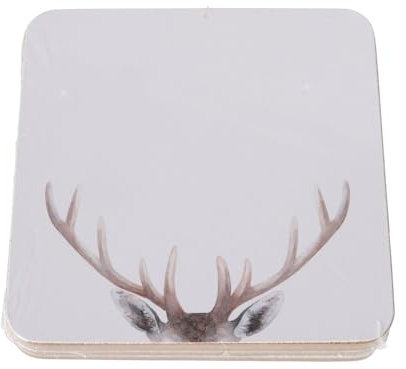 Boltze 2048096 Korkuntersetzer mit Hirschgeweih-Motiv, Set mit 4 Stück