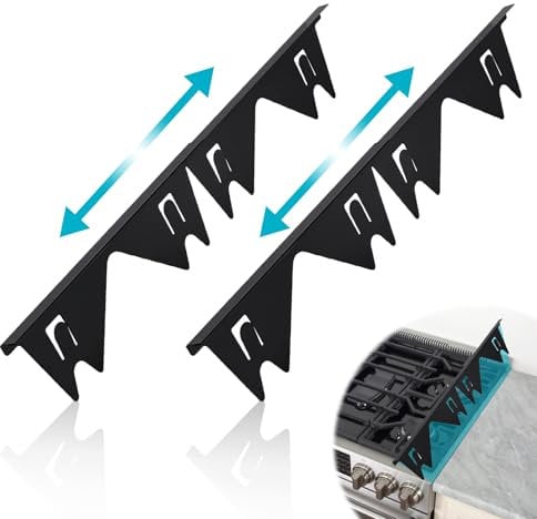 Herdschutz für Küche, 2stück Edelstahl Herdspaltabdeckung, Lässt Sich Leicht aus- und Einfahren Herdlückenfüller für Backofen Theke Range Trim Kit 69.8 × 9.9cm