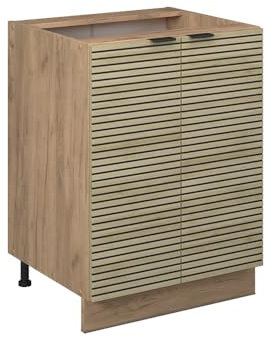 Vicco Meuble Bas de Cuisine Fame-Line, Panneau en chêne, 60cm sans Plan de Travail