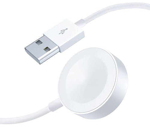Ladekabel für Apple Watch, Uhr Kabel USB Schnellladegerät Tragbare Ladestation, 【MFi-Zertifiziert】 Magnetisches Kabel Cable Kompatibel mit Apple Watch Series 9/8/SE/7/6/5/Ultra/4/3/2/1-Weiß