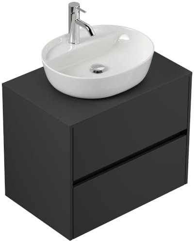 Magnolia Home Badmöbel Taifun 80cm mit ovalem Aufsatzwaschbecken Farbe Grafit