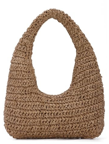 LHHMZ Damen Halbmond Stroh Tasche, Sommer Strand Raffia Hobo Schulter Handtasche, Stroh gewebt Tote 2025