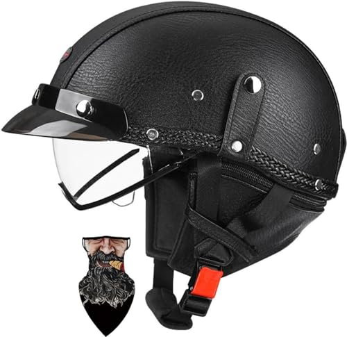 Casco Scodella Portatile Mezzi, Caschi Jet Mezzo, Caschi Da Motociclista Vintage Caschi Cromwell Caschi Casco A Scodella Scooter Motorino ECE/DOT Omologato Mezzo Elmetto Da Moto 1,L