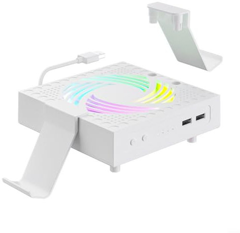 URPIZY Ventilador de refrigeración para juegos Xbox Series X/S con iluminación RGB, funcionamiento silencioso, velocidad de ventilador ajustable, consolas de refrigeración (blanco)