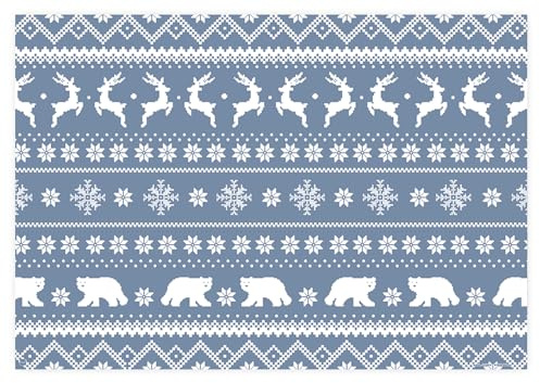 AVA Tischsets Papier 43x30cm mit Winter Muster 50 Stück - Einweg Platzsets DIN A3 - Vielseitige Platzdeckchen & Tischuntersetzer für Weihnachten Deko Tischdeko Blau Weiß