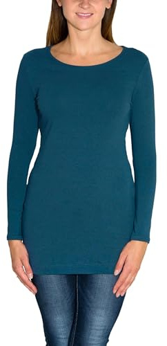 Alkato Damen Langarm Langarmshirt Tunika Basic Shirt | Longshirt