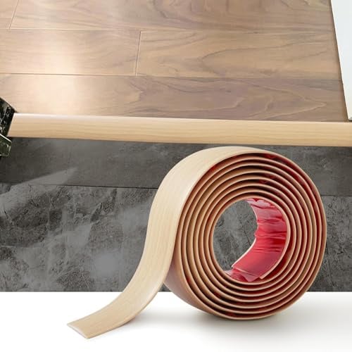 Zayejod 20M PVC Floor Transition Strip Self Adhesive,Beige Oak Grain 4CM | Vinyl Flat Floor Divider Strip Carpet Cover Strips Laminate Threshold Flooring Edge Trim for Joining Floor Tiles Gap Door Bar