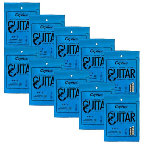 ComfyHarbor Orphee - Juego de 10 cuerdas para guitarra eléctrica de la serie RX, aleación de níquel enrollada con núcleo hexagonal de acero al carbono, súper ligeras 9-42 a mediano 11-50 para