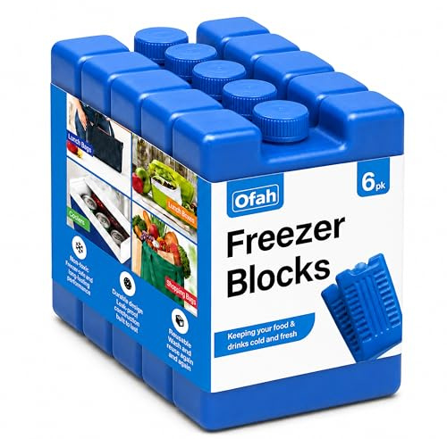 Ofah Reusable Freezer Ice Block Packs 6 Pack For Lunch Boxes Lunch Bags Cooler Box Shopping Bags Food Storage Leak Proof Durable BPA Free Food Grade Cooling Gel Packs For Long Lasting Freshness Travel