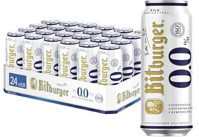 BITBURGER® 0,0% Pils Alkoholfrei | Dosen-Bier (24x 0,5l) | Hopfenbetonter Pilsgenuss | Aus Besten Hopfensorten | Nach Deutschem Reinheitsgebot Gebraut