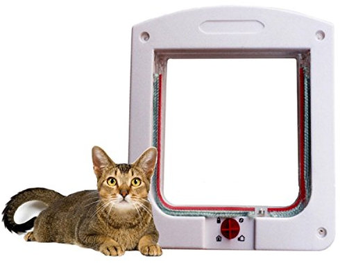 Katzentür Katzenklappe Verschluss Katzenklappe Installieren Leicht mit Teleskoprahmen,weiß Katzen und Hunde mit Tunnel