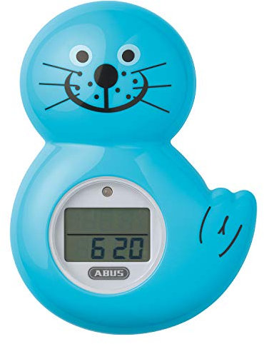 ABUS Badethermometer Robbi für Babys / Kinder mit Signalton - Timer und Stoppuhr - Badewanne - blau - 73157